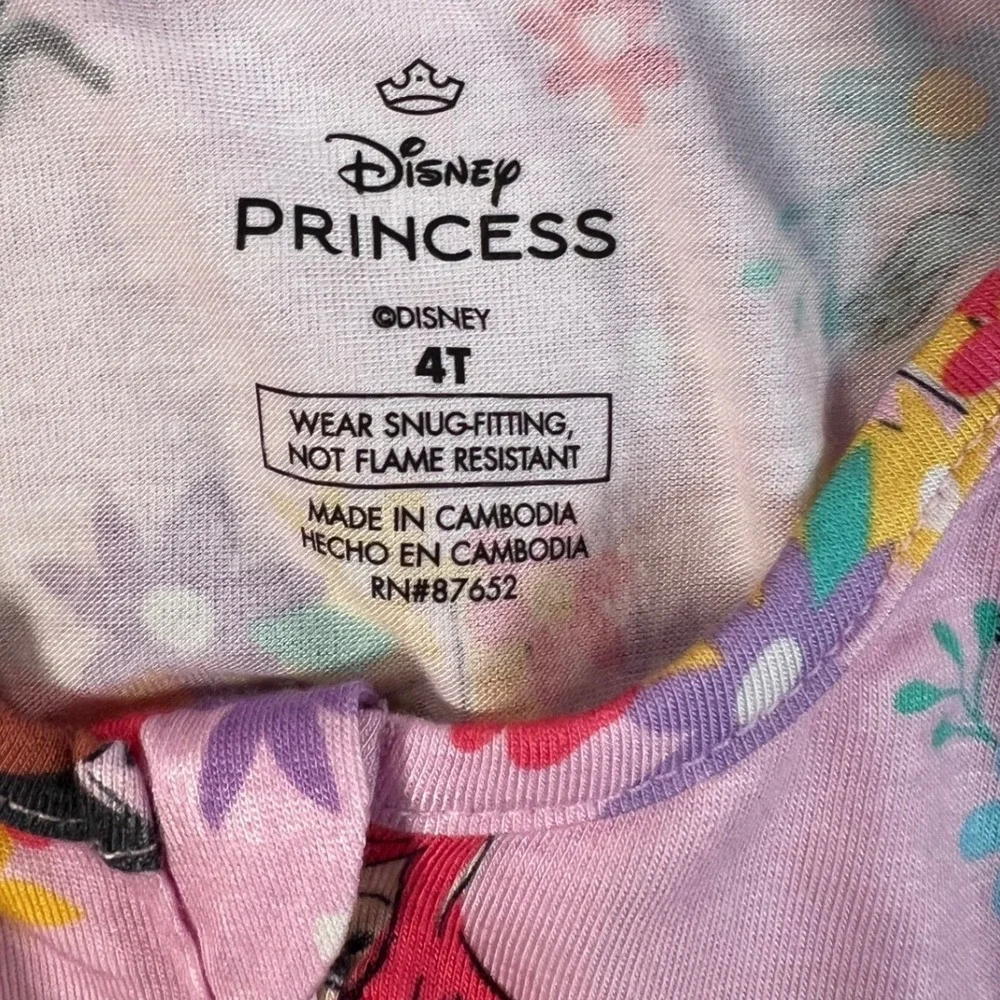 Disney Princess Toddler Girls Purple Viscose Zip Up Sleeper Pajamas 4T